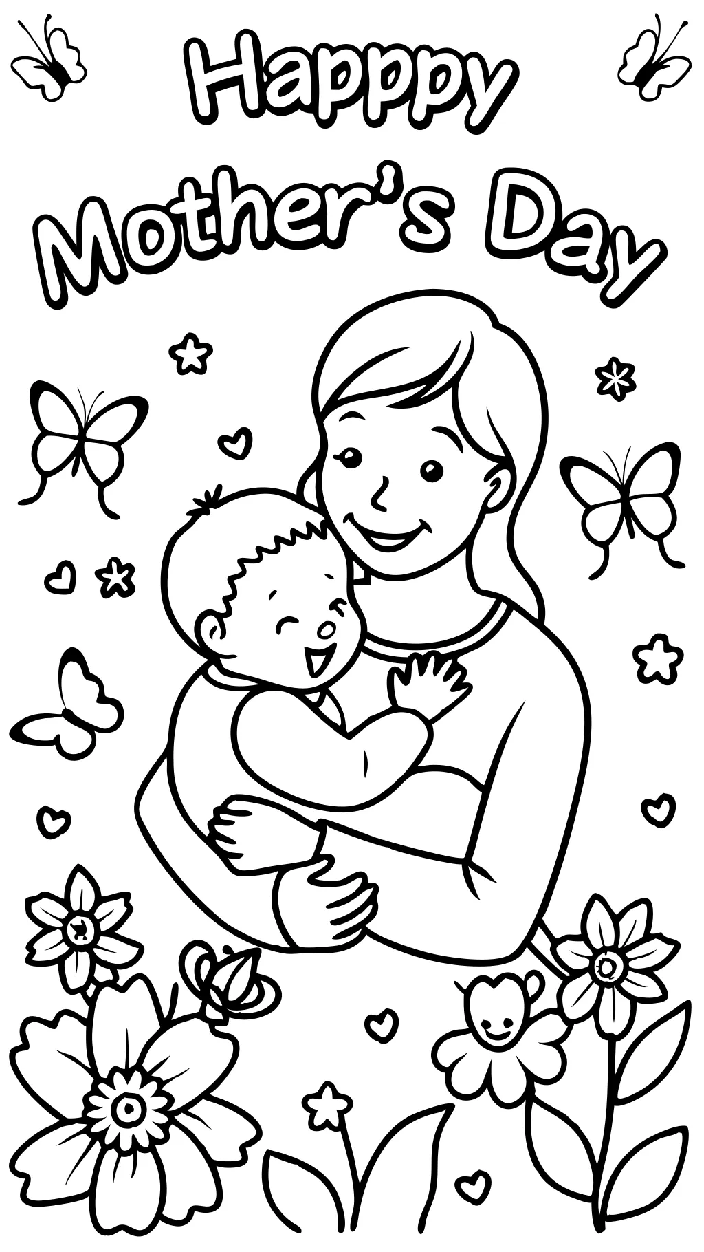 mother’s day card coloring page